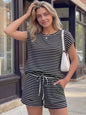 Striped Round Neck Tee and Shorts Set New Era Fashion LLc