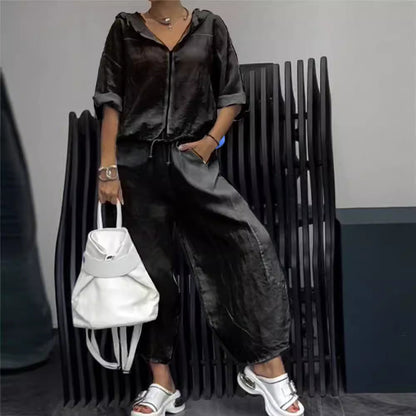 Women’s Cotton Linen Long Sleeve Top and Pants Set FitiqueFit
