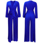 V-neck Lace Up Pleated Wide-leg Plus Size Jumpsuit See size chart under “more details” The Fashion Celestial