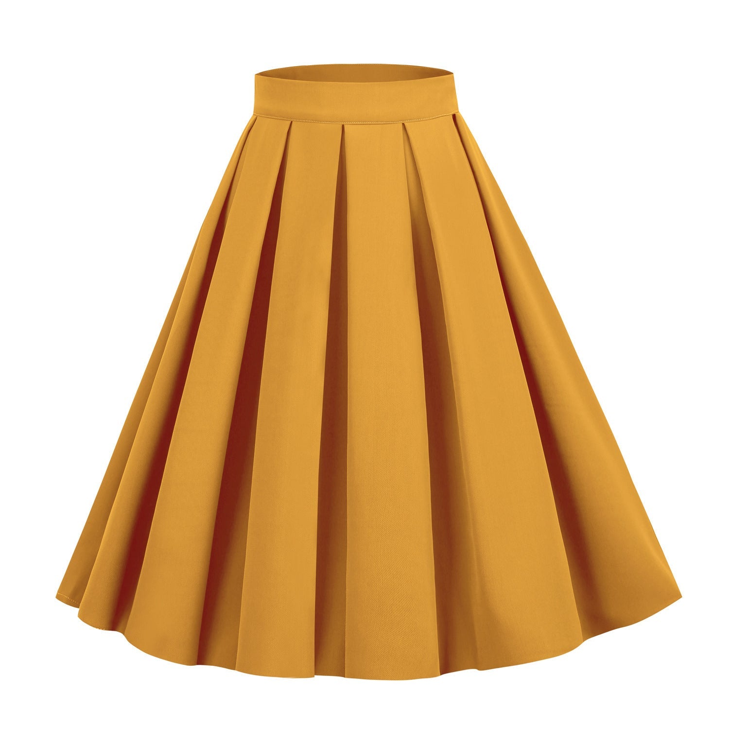 Solid Color A- Line Waist Fitted Umbrella Swing Mid-waist Large Swing All-matching Bubble Skirt Grayceful LLC