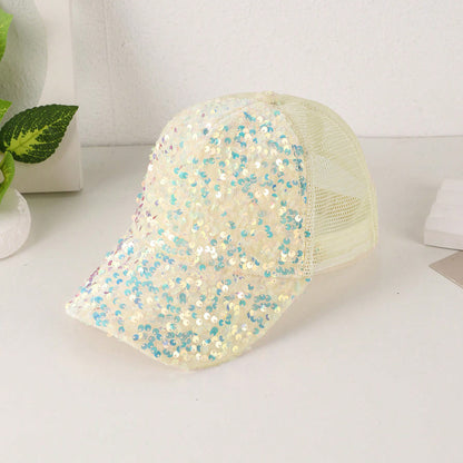 Sequin-Embroidered Mesh Baseball Cap with Sunshade – Breathable Trendy Hat FitiqueFit