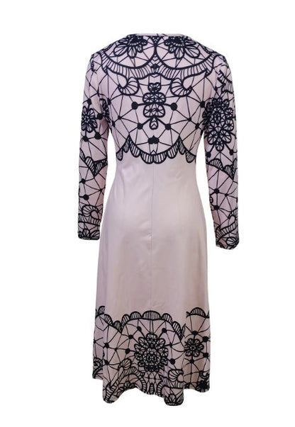 Ladies' Round Neck Printed Fashionable Dress FitiqueFit