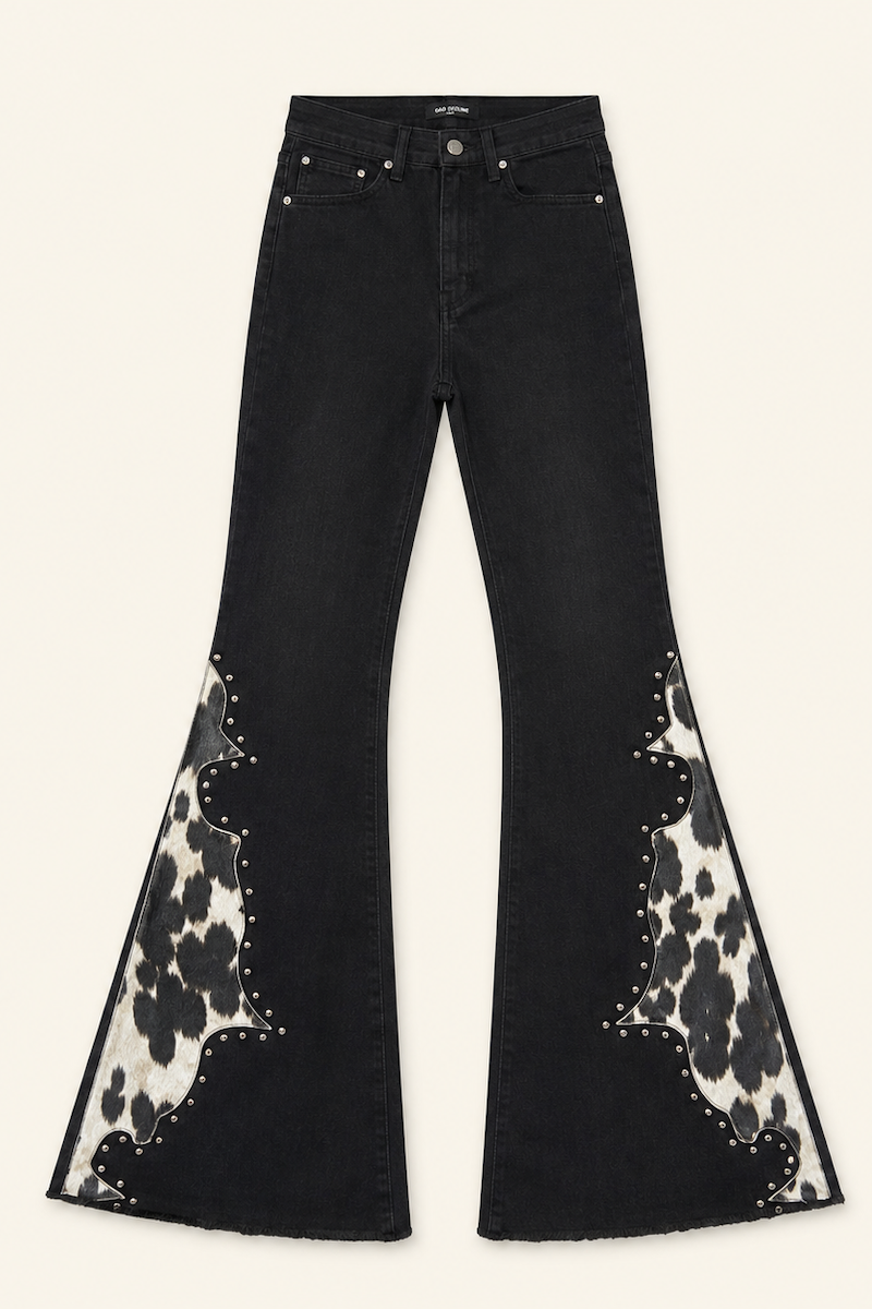 Rockstar Rouge Flare Black Cowhide GJG DENIM