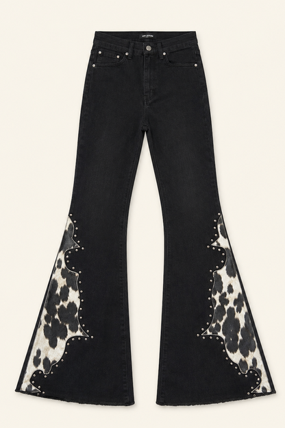 Rockstar Rouge Flare Black Cowhide GJG DENIM