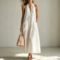 Cotton Halterneck Sleeveless Deep V-Neck Loose Straight-Line Dress FitiqueFit
