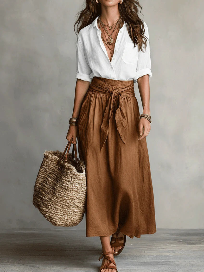 Button-Down Shirt & Straight Skirt Two-Piece Set FitiqueFit
