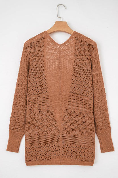 Solid Hollow Knit Open-Front Cardigan Shop Style & More | Fresh Looks, Everyday Deals & Free Shipping