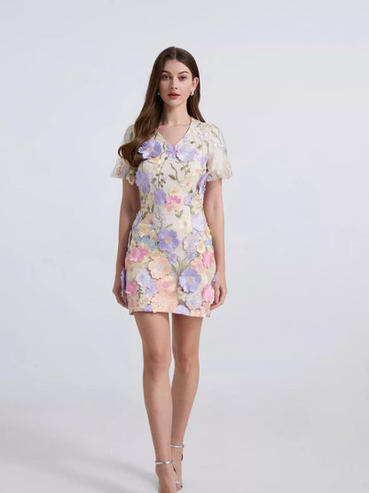 Floral Puff Sleeve Mini Dress New Era Fashion LLc