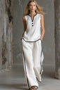 Women’s Sleeveless V-Neck Wide-Leg Pants Set FitiqueFit