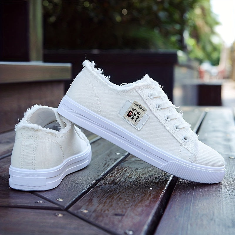 Women'S Casual Round Toe Solid Color Canvas Shoes, Small White, Flat Bottom, PVC Sole, Fabric Upper And Insole, Hand Wash, No Dry Clean, Spring, Autumn, All Season 2022 NovaCart