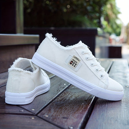 Women'S Casual Round Toe Solid Color Canvas Shoes, Small White, Flat Bottom, PVC Sole, Fabric Upper And Insole, Hand Wash, No Dry Clean, Spring, Autumn, All Season 2022 NovaCart
