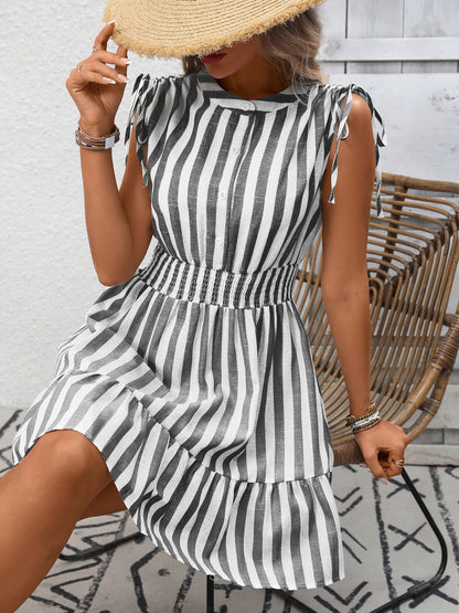 Striped Ruffle Hem Summer Dress New Era Fashion LLc