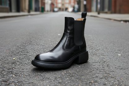 Women’s British-Style Chunky Heel Ankle Boots – Dr. Style Leather Booties for Fall & Winter FitiqueFit