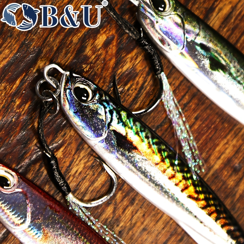 B&U Metal Cast Jig - 3D Printed Spoon Casting Jigging for Saltwater Fishing - 30G/40G/60G Artificial Bait Tackle with Enhanced Durability and Realistic Design NovaCart