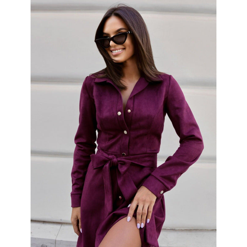 Loose Linen Lace-Up Long-Sleeve Mini Dress – 3 Colors, S–2XL FitiqueFit