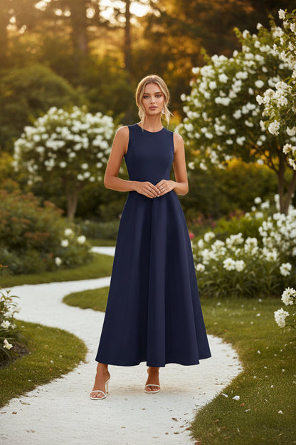 Women's Slim-Fit Long Vest Dress – A-Line High-Waist Sleeveless FitiqueFit