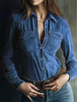 Deerskin Velvet Long Sleeve Patchwork Blouse | Retro Style FitiqueFit