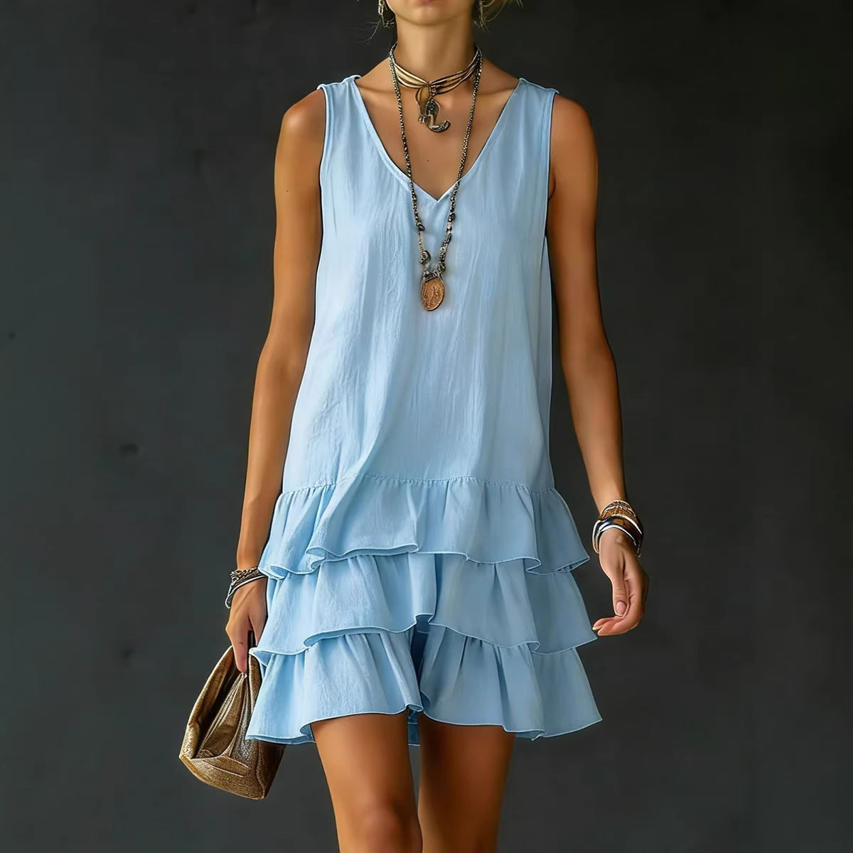 V-Neck Sleeveless Midi Dress – 5 Colors, S–2XL FitiqueFit