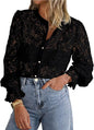 European And American Ladies Fashion Casual Lace Shirt Long Sleeve Button Shirt See size chart under “more details” The Fashion Celestial
