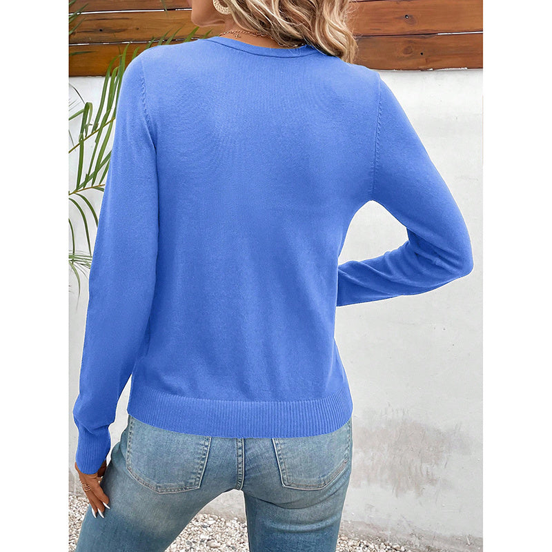 Women’s V‑Neck Button‑Down Cardigan Knit Sweater FitiqueFit