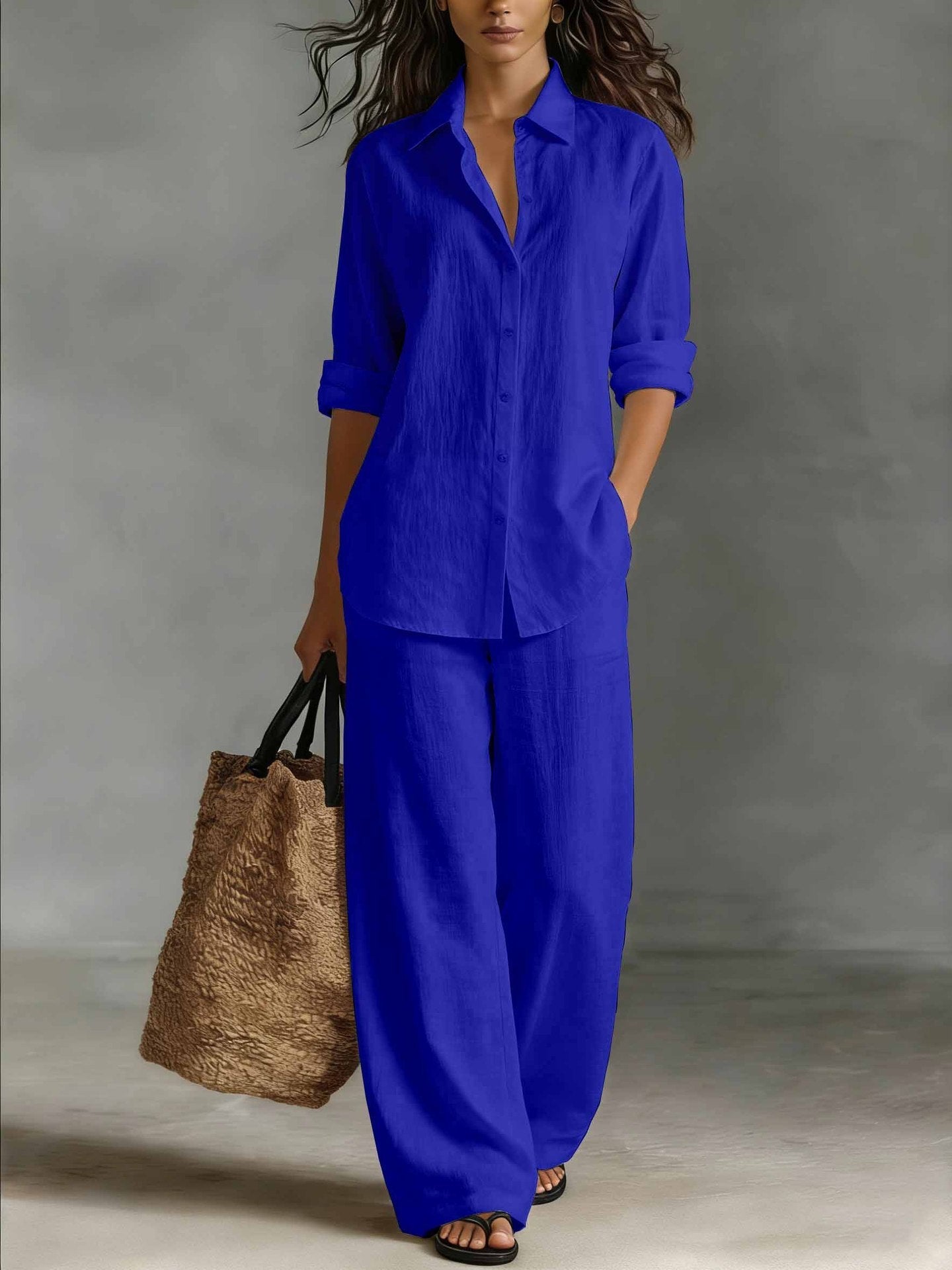 Women's Bohemian Cotton-Linen Top & Pants Set – Resort Lounge Co-ord FitiqueFit