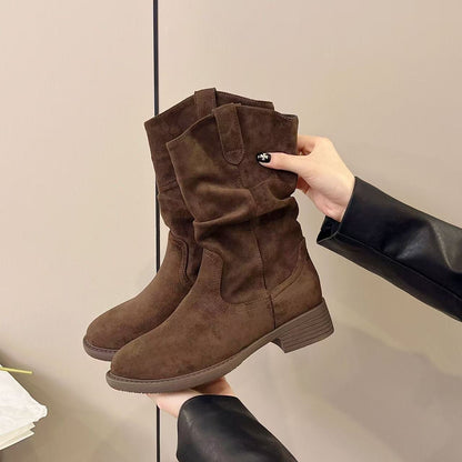 Solid Color Chunky Heel Ankle Boots Women | Versatile Style FitiqueFit