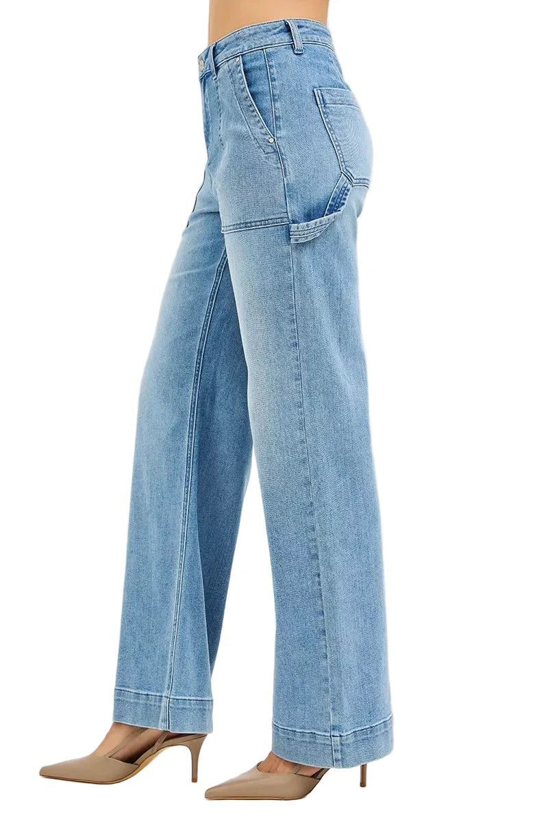 RISEN Full Size High Rise Straight Leg Jeans with Front Pockets Plus Size Garden Naked Curves