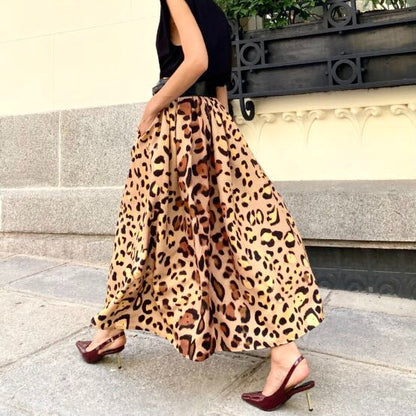 Women's All-match Leopard Print Elegant Big Hem Skirt Grayceful LLC