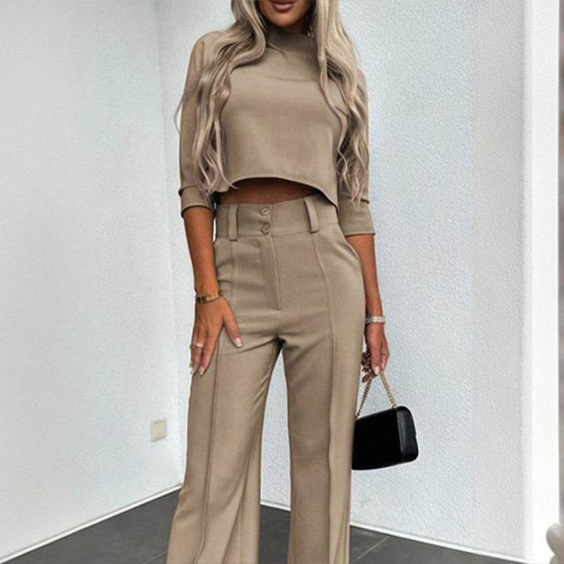 Women's Elegant Solid Color Half Sleeve Short Top FitiqueFit
