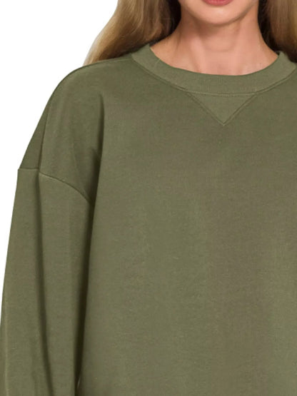 Zenana Fleece Long Sleeve Sweatshirts & Shorts Set West2East Surf