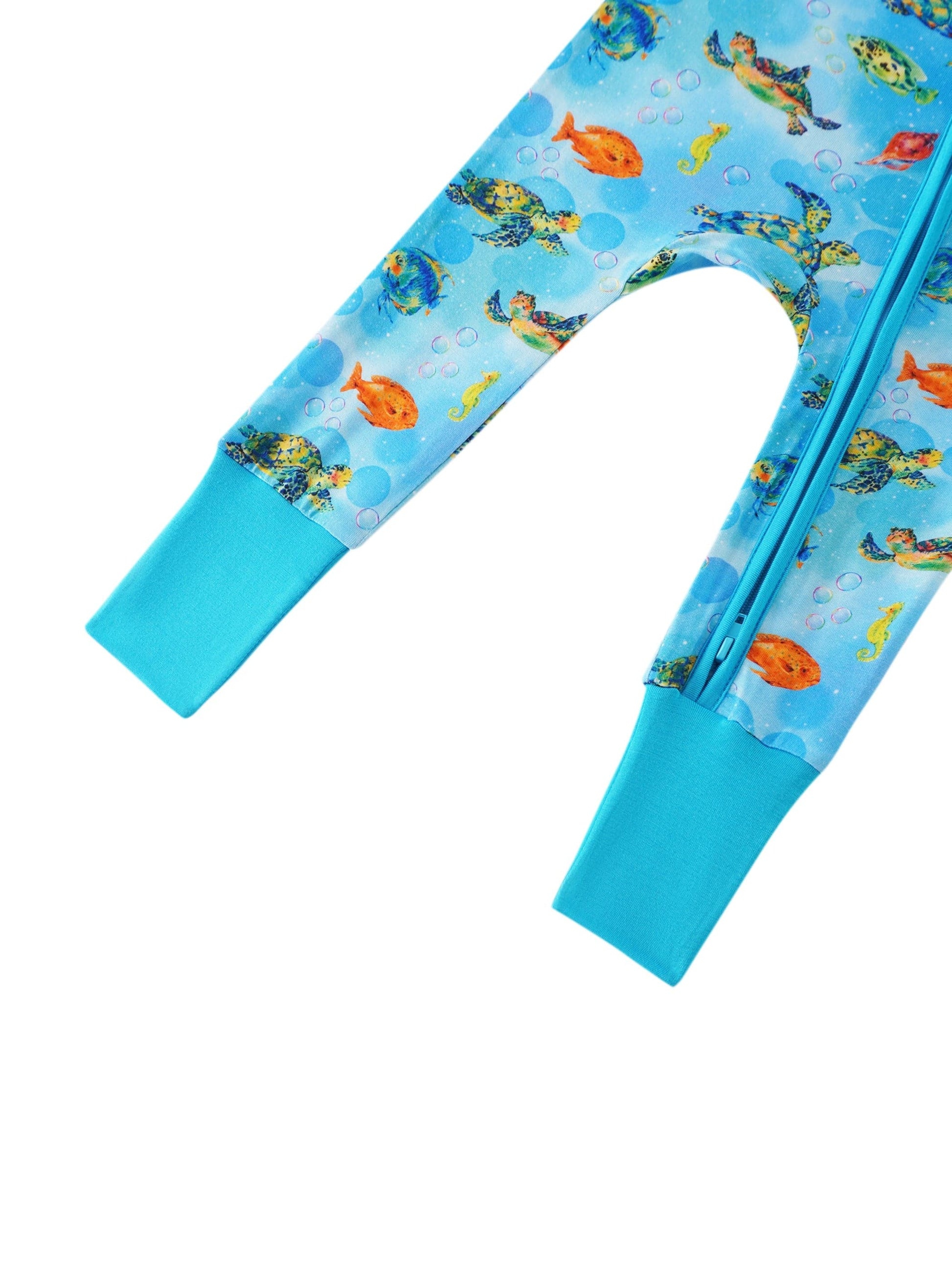 Posh TOT Sea Turtle Bamboo Baby Convertible Zippy Romper  CINCO DE MAYO PROMO - FINAL SALE Charlies Project Kids