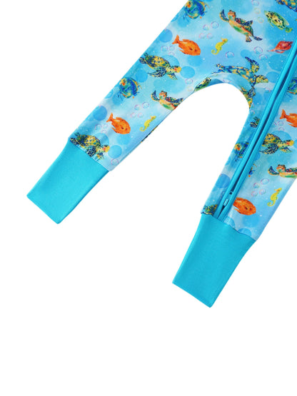 Posh TOT Sea Turtle Bamboo Baby Convertible Zippy Romper  CINCO DE MAYO PROMO - FINAL SALE Charlies Project Kids