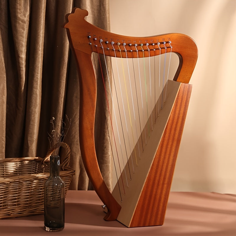 19 String 15 String Lyre Harp Mahogany Solid Wooden High Quality Portable Musical Instrument Stringed Instrument with Tuning Wrench Eid Al-Adha Mubarak NovaCart
