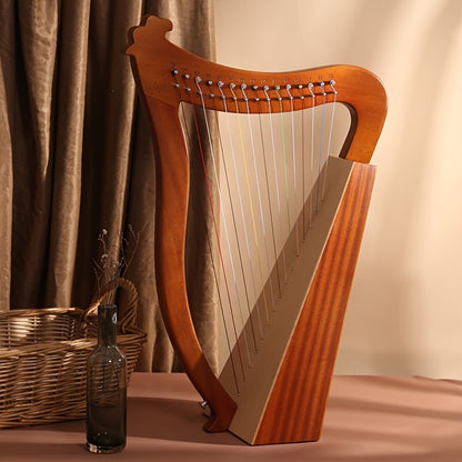 19 String 15 String Lyre Harp Mahogany Solid Wooden High Quality Portable Musical Instrument Stringed Instrument with Tuning Wrench Eid Al-Adha Mubarak NovaCart