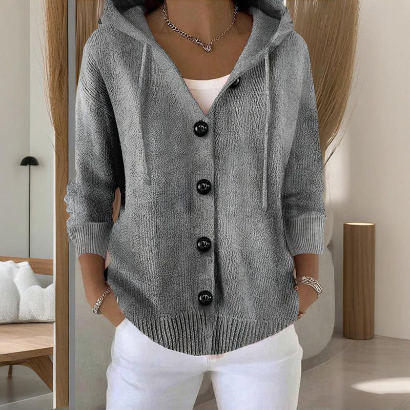 Women’s Button-Down Hoodie Cardigan Sweater Coat FitiqueFit
