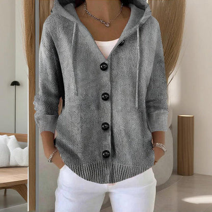 Women’s Button-Down Hoodie Cardigan Sweater Coat FitiqueFit