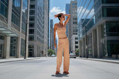 Women's Striped Tube Top & Pants Set – 2-Piece Modal Matching Outfit FitiqueFit