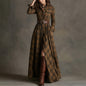 Women's Printed Lapel Slim-Fit Dress – Elegant Commuter Style FitiqueFit