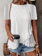 Women’s Casual Solid Color Short Sleeve Crew Neck Top FitiqueFit