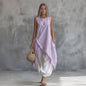 Solid-Color Sleeveless Loose-Fit Dress With Patch Pockets FitiqueFit