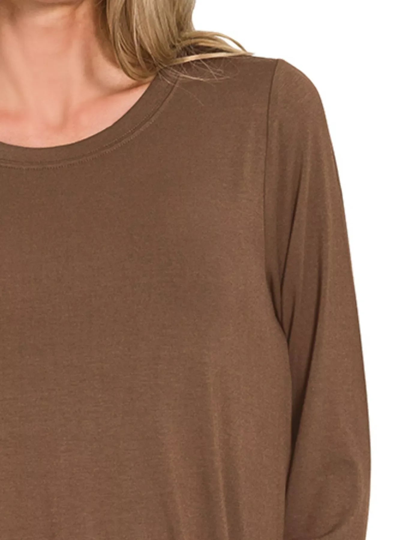 Zenana Flowy Round Hem Rayon Long Sleeve Top West2East Surf