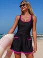 Contrast Trim Scoop Neck One Piece Swimsuit New Era Fashion LLc