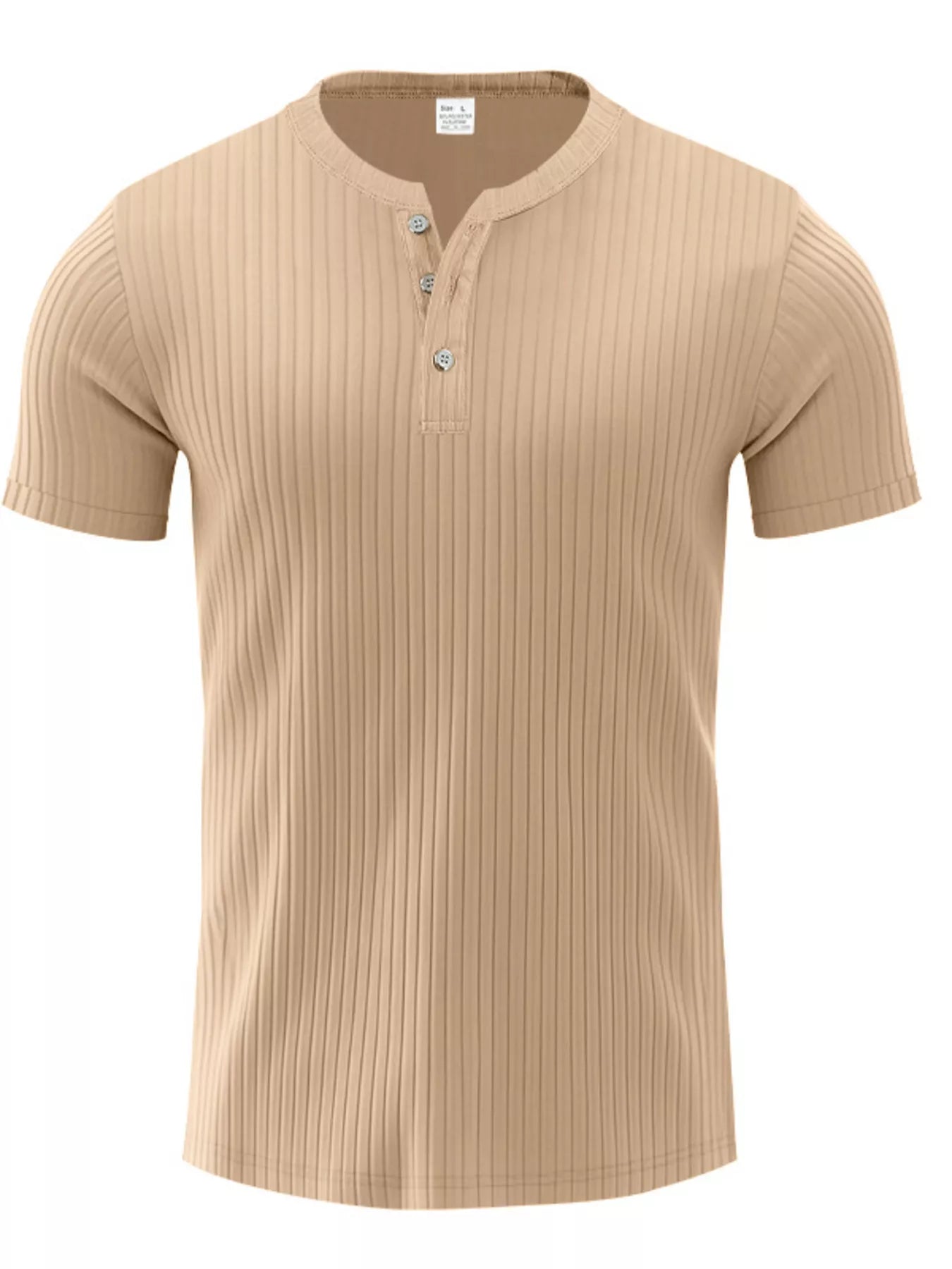 Men's Full Size Ribbed Button-Down Casual T-Shirt Plus Size New Era Fashion LLc