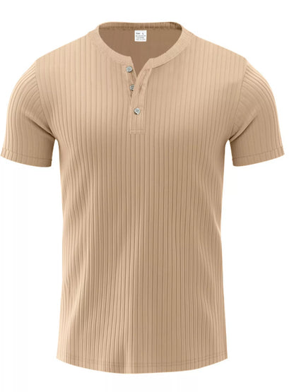 Men's Full Size Ribbed Button-Down Casual T-Shirt Plus Size New Era Fashion LLc