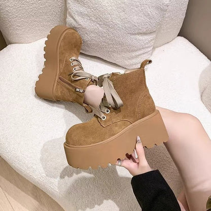 Women’s Chunky Sole Lace-Up Boots – Vintage Style FitiqueFit