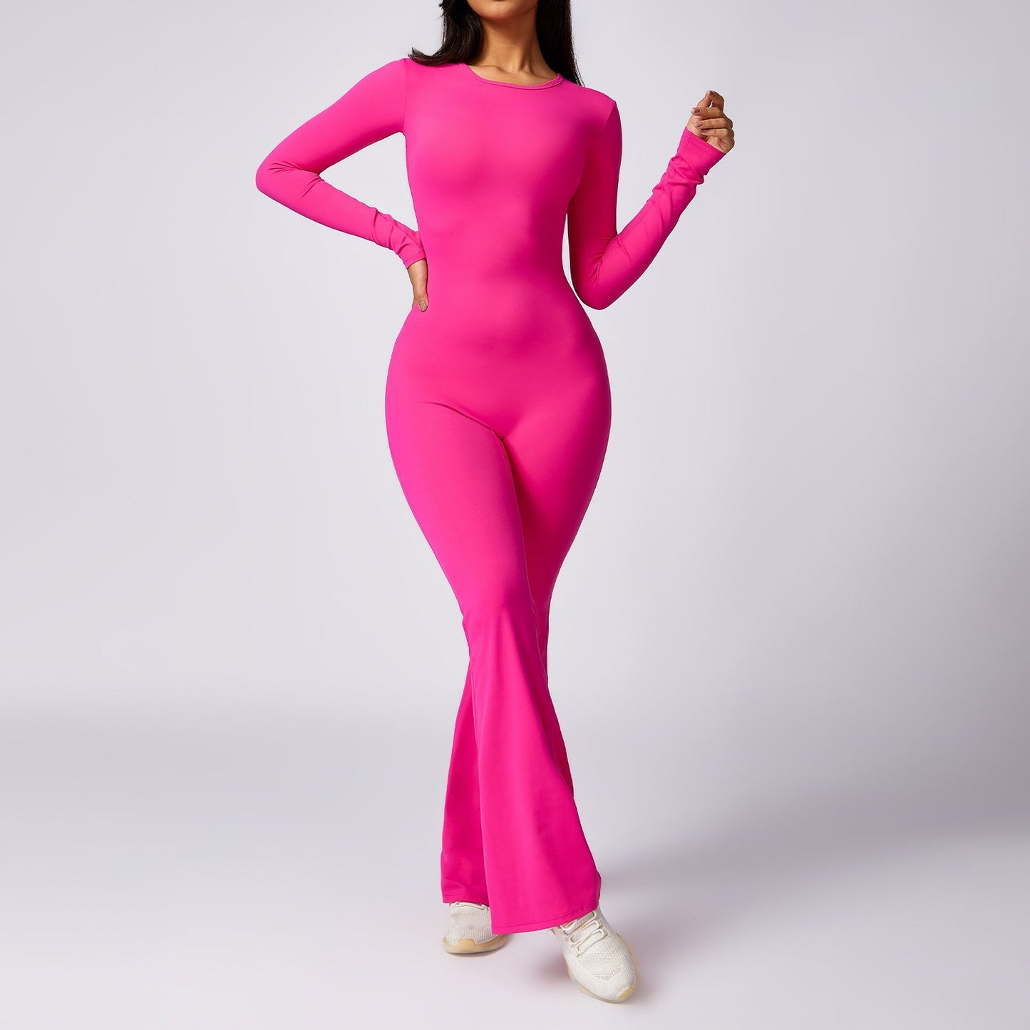 Leisure Horn Long Sleeve Yoga Jumpsuit Tight Quick-drying Sports Workout Grayceful LLC