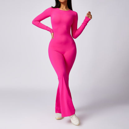 Leisure Horn Long Sleeve Yoga Jumpsuit Tight Quick-drying Sports Workout Grayceful LLC