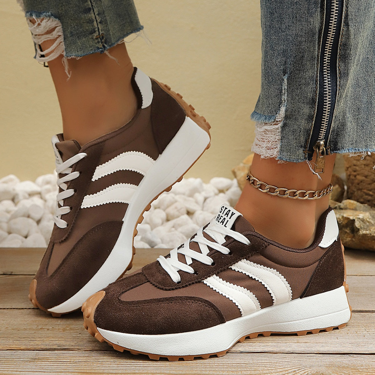 Round Toe Lace Up Sneakers New Era Fashion LLc