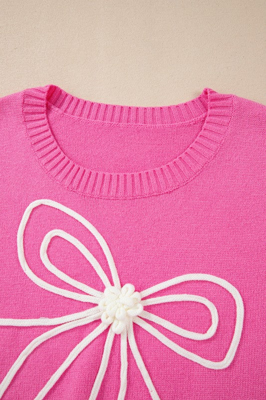 Bow Corded Floral Ribbed Trim Sweater Shop Style & More | Fresh Looks, Everyday Deals & Free Shipping