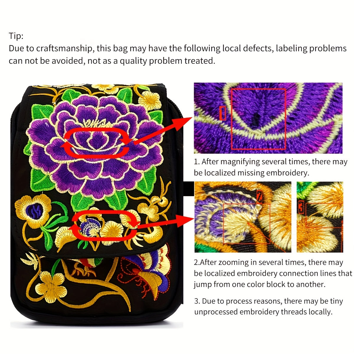 Women's Embroidered Crossbody Bag, Mini Shoulder Bag, Portable Double-Layer Wallet, Phone Pouch NovaCart